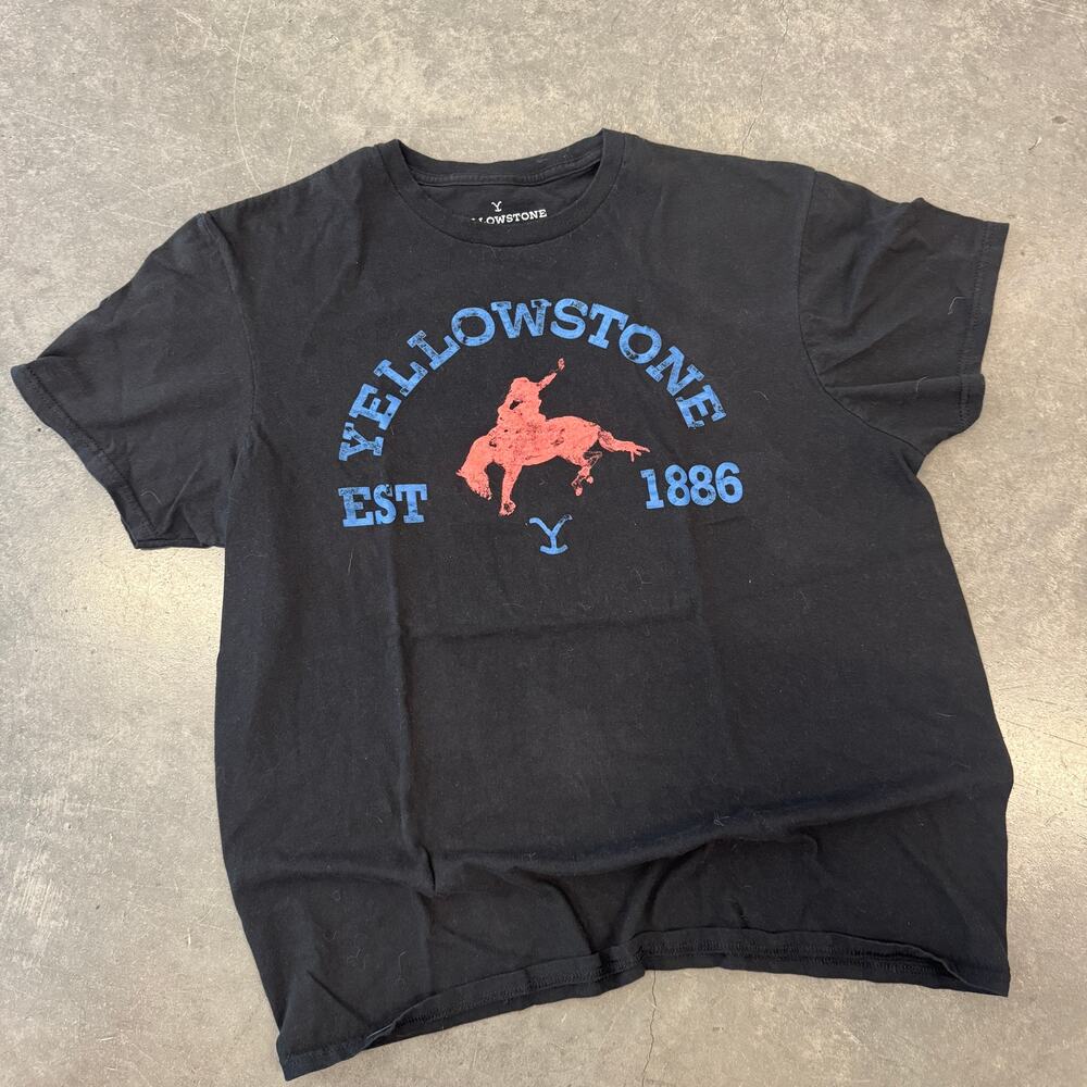 Vintage Y2k Yellowstone Montana Western Nature Black Graphic Tee Women's L